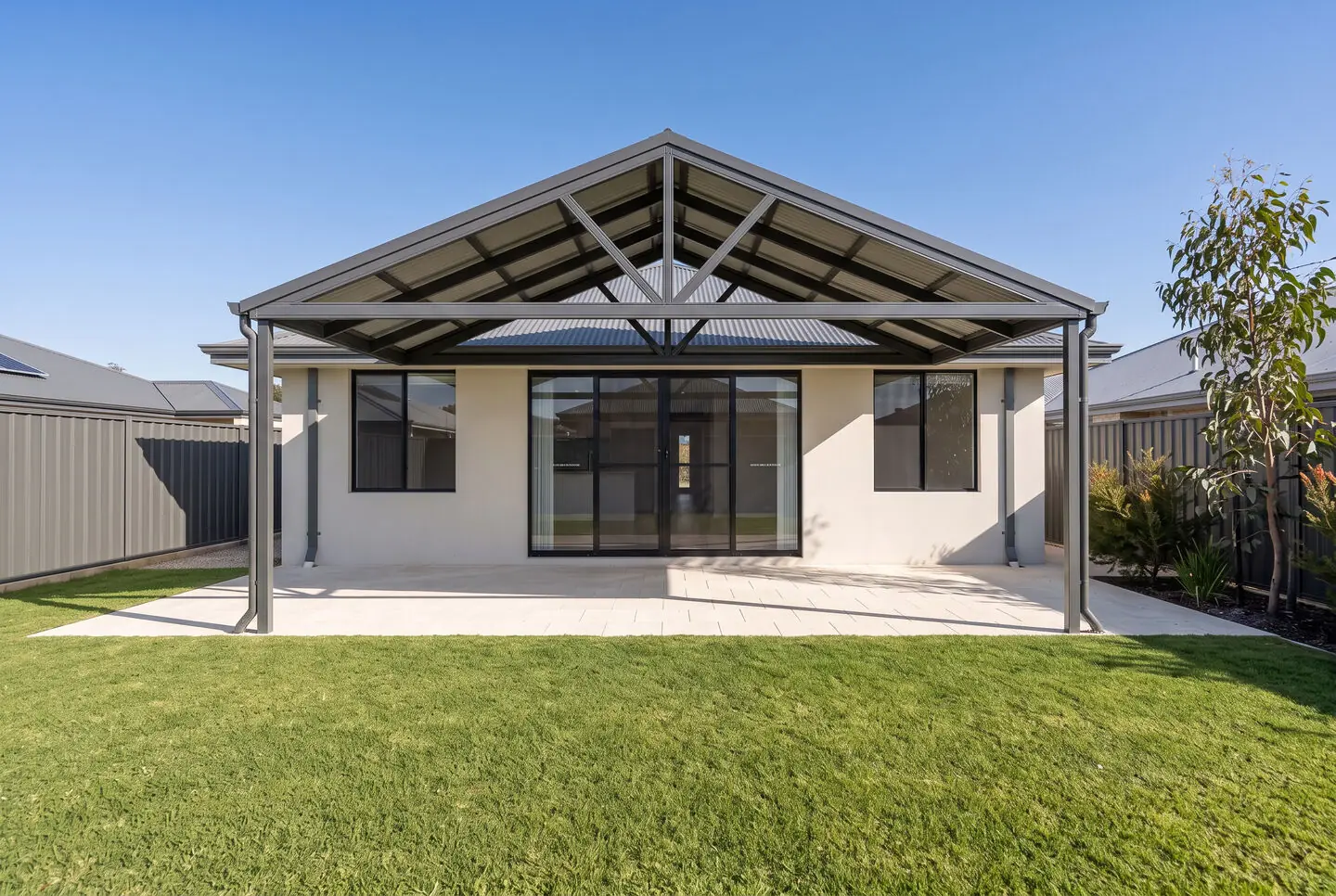Charcoal gable roof patio on a Perth home