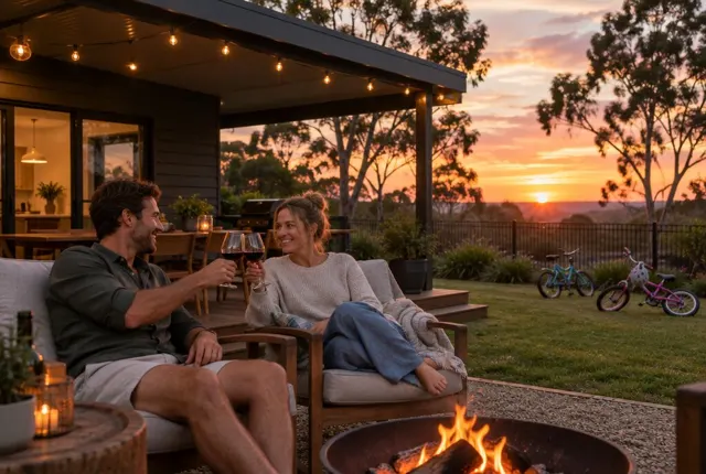 Evening drinks under a gable roof